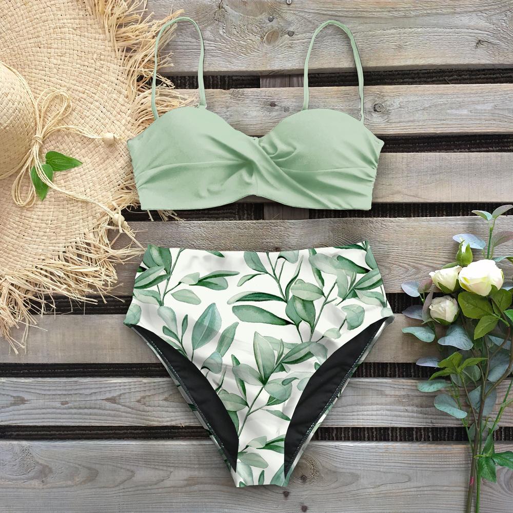 Gợi Cảm 2021 Bộ Đồ Bơi Bikini Đồ Bơi Nữ Push Up Bikini Bộ In Hình Lá Nữ Cao Cấp Quần Bơi Cho Áo Tắm