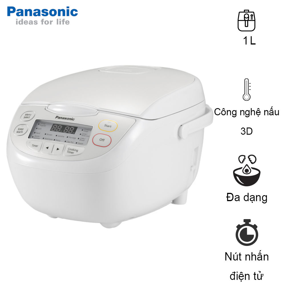 Nồi cơm điện tử Panasonic SR-CL108WRAM dung tích 1L, bảo hành 12 tháng - Hàng chính hãng