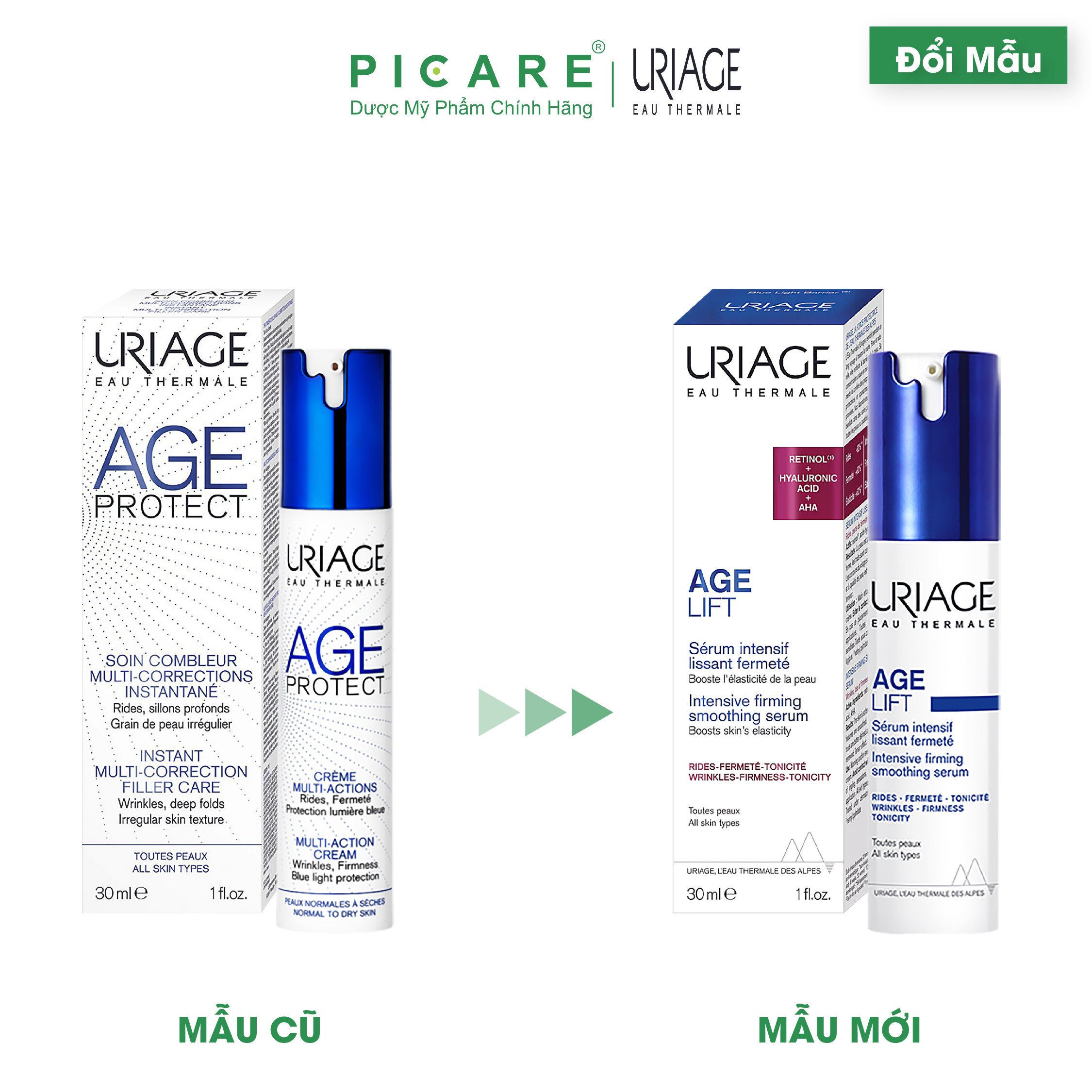 Tinh Chất Dưỡng Da Và Ngăn Ngừa Lão Hóa Da Uriage Age Protect Serum Intensif Mul-Act 30ml