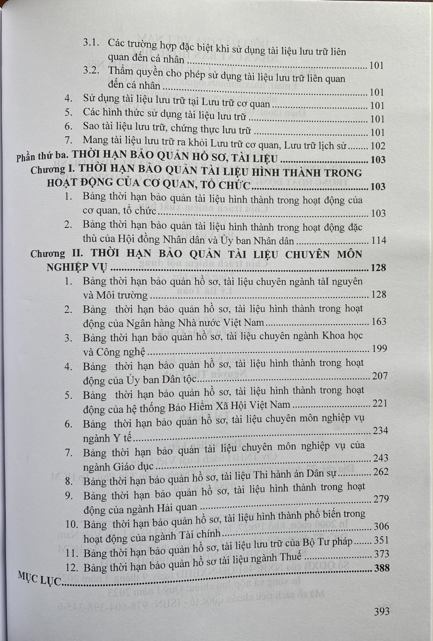 Sách -Nghiệp Vụ Văn Thư, Lưu Trữ - Quy Định Thời Hạn Bảo Quản Hồ Sơ, Tài Liệu Hình Thành Trong Hoạt Động Của Cơ Quan, Tổ Chức, Doanh Nghiệp