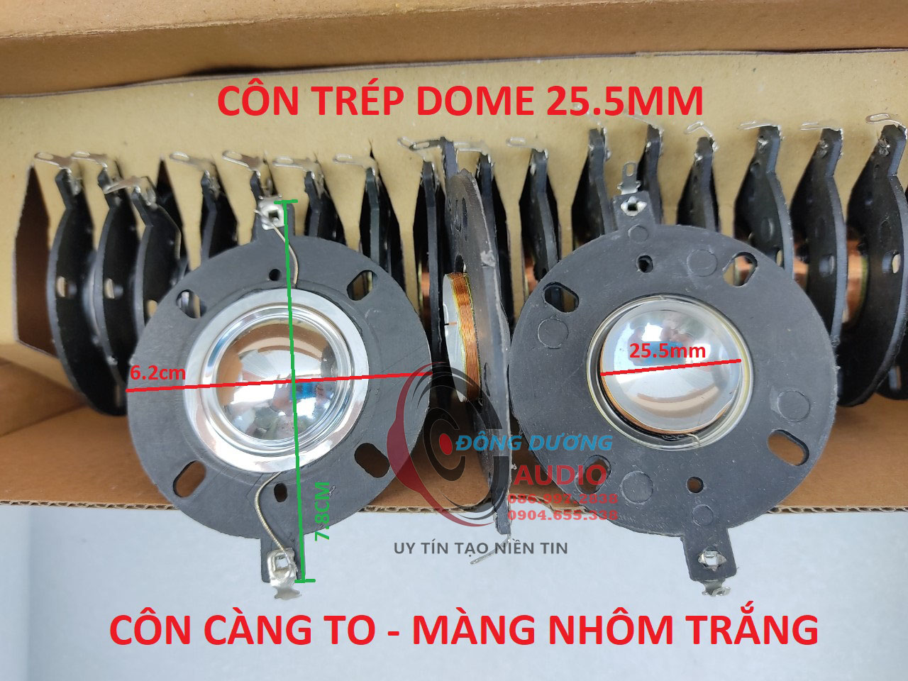 CÔN LOA TRÉP ĐÔM 25.5MM - COIL LOA TREBLE 25MM - COIL TRÉP 25.5MM CÀNG TO - MÀNG NHÔM TRẮNG