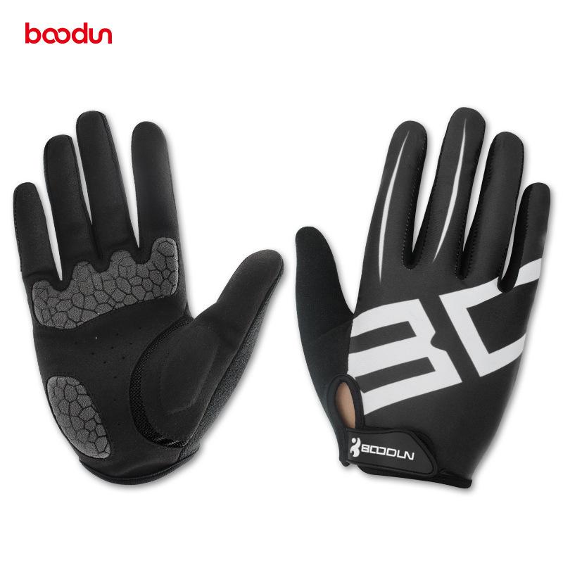 Boodun Nam Nữ Găng Tay Xe Đạp Full Ngón Gel Chân Ô Tô Xe Máy MTB Xe Đạp Đường Bộ Đi Xe Đạp Găng Tay Hở Ngón Gants Velo guantes luva ciclismo Color: Black Size: L