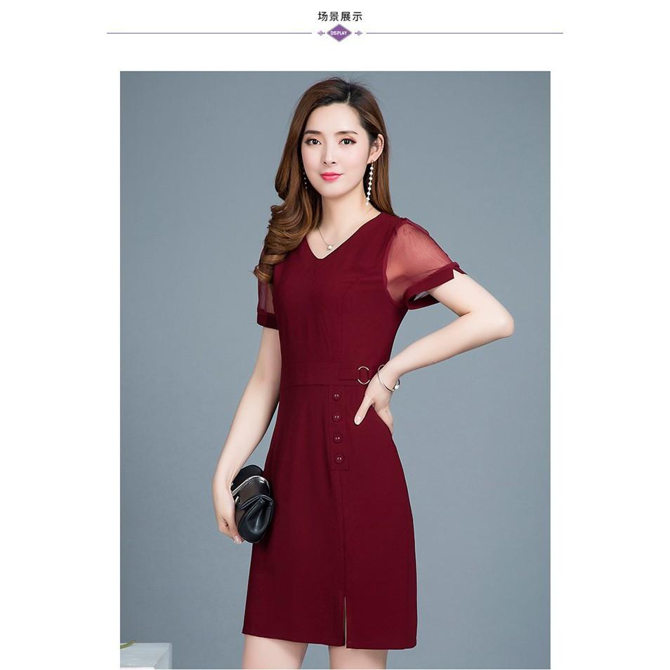 DRESS388 Đầm dạ tiệc tay phối lưới