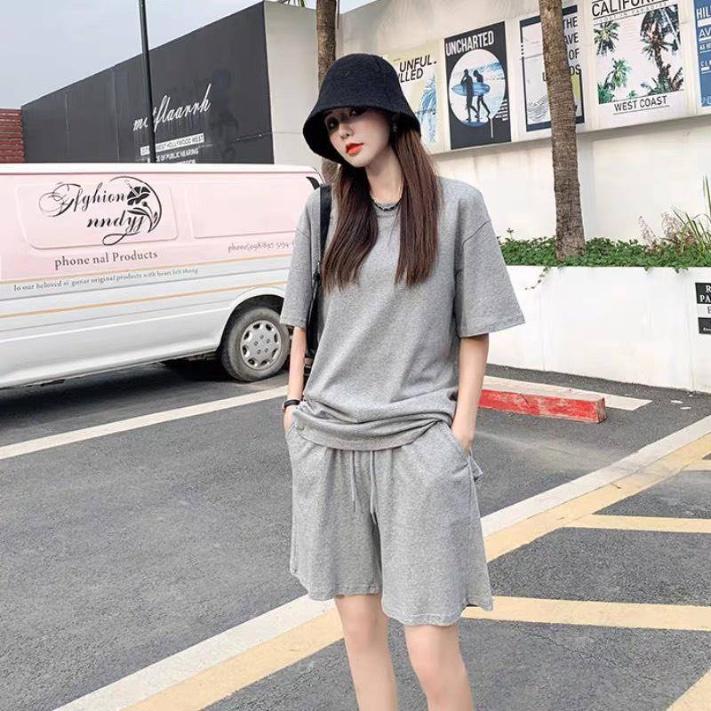 Bộ Thun Trơn Cộc Tay Dáng Rộng