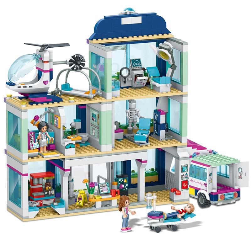 (932pcs có sẵn) Đồ chơi xếp hình lắp ráp lego mô hình bệnh viện 3 tầng Heart Lake City Hospital 90002