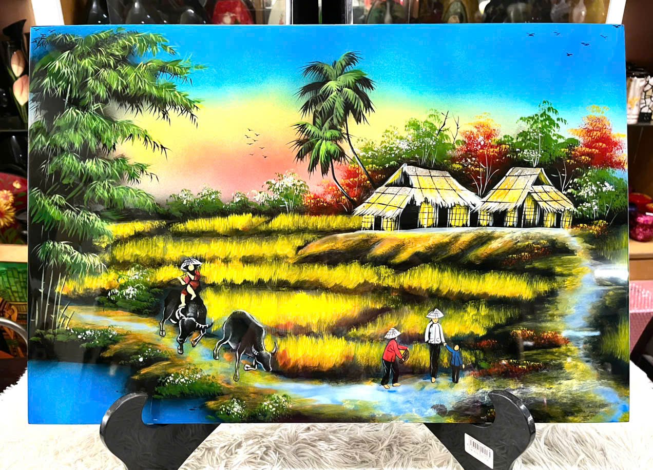 Tranh sơn mài - ĐỒNG QUÊ VIỆT NAM - Size 40x60 cm