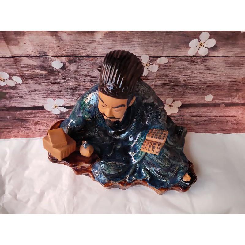Tượng Khổng Minh men hỏa biến cỡ lớn 48 cm, gốm sứ Bát Tràng