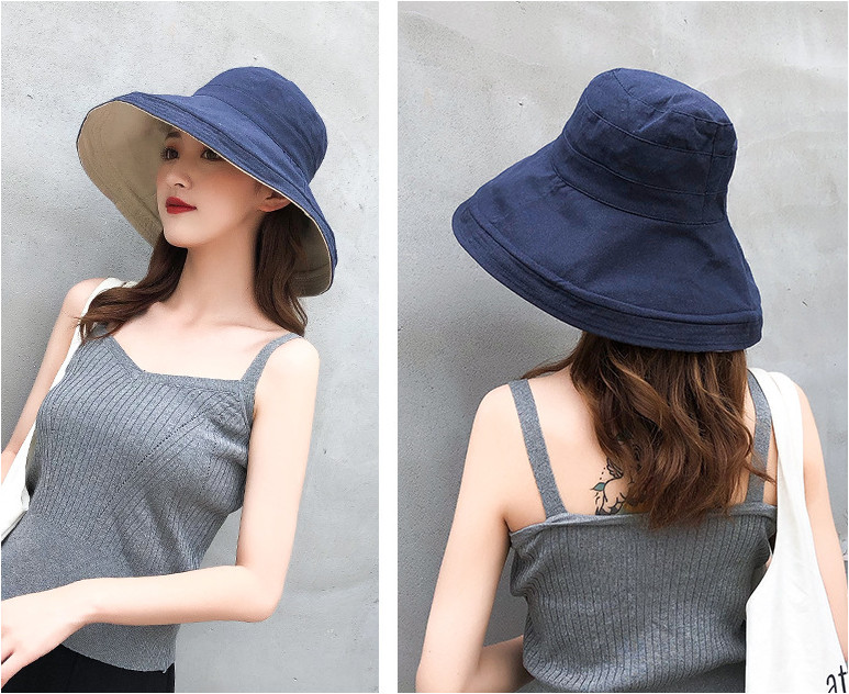 Mũ chống nắng chống uv rộng vành đội 2 mặt phong cách Hàn