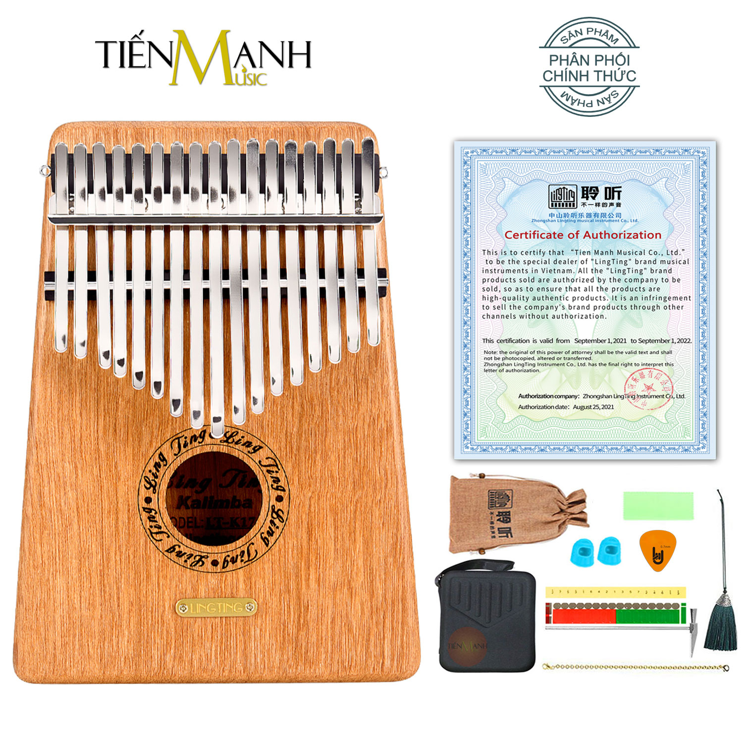 Đàn Kalimba LingTing 17 Phím K17G (Gỗ Đàn Hương - Full Phụ Kiện LT-K17G) Hàng Chính Hãng - Kèm Móng Gẩy DreamMaker