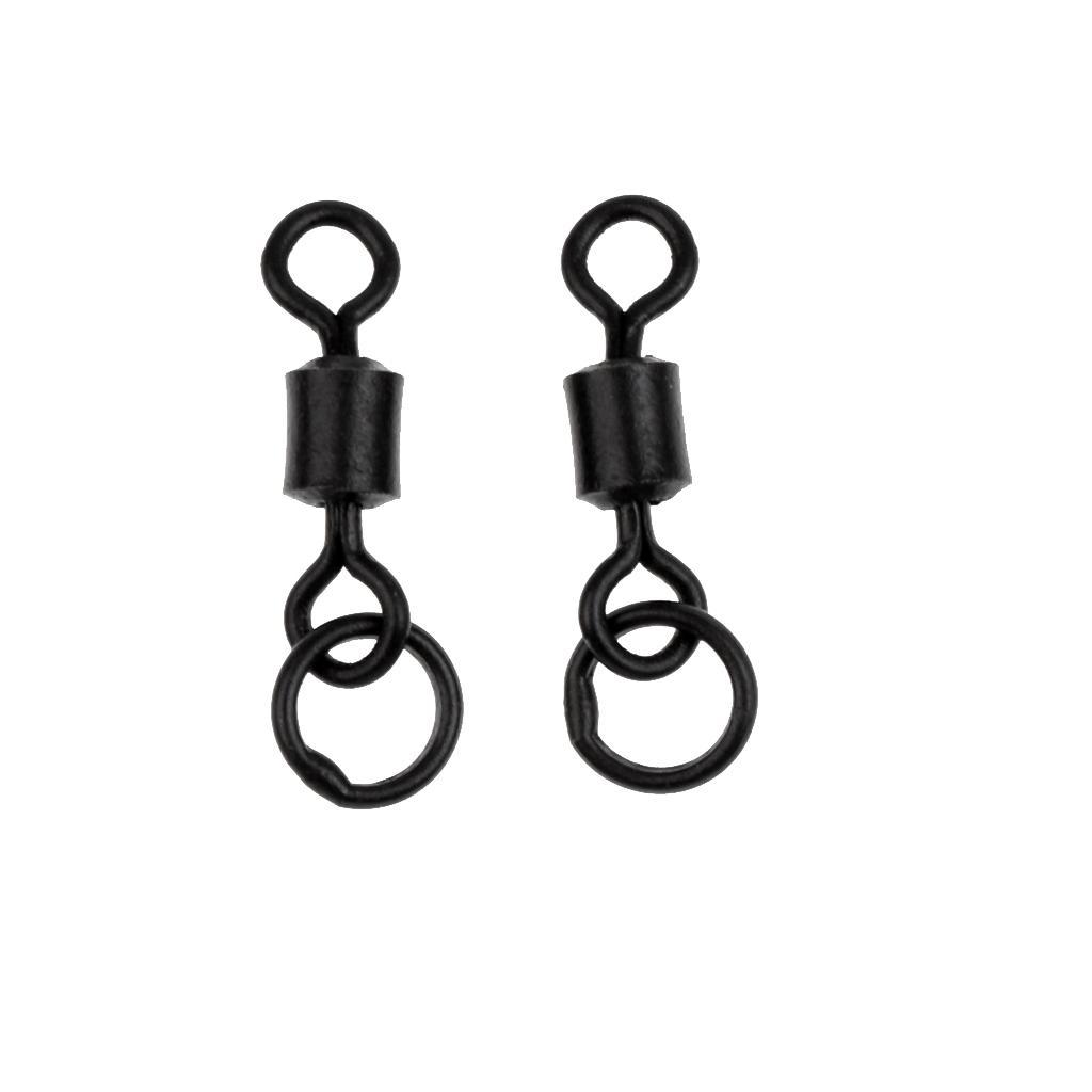2 X 50Pcs Fishing Barrel Bearing Rolling Swivel Ring Hook Connector Fastlock Snaps