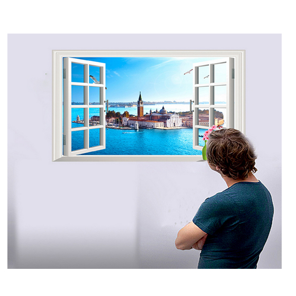 Decal Dán Tường Cửa Sổ Biển Xanh 3 PK235