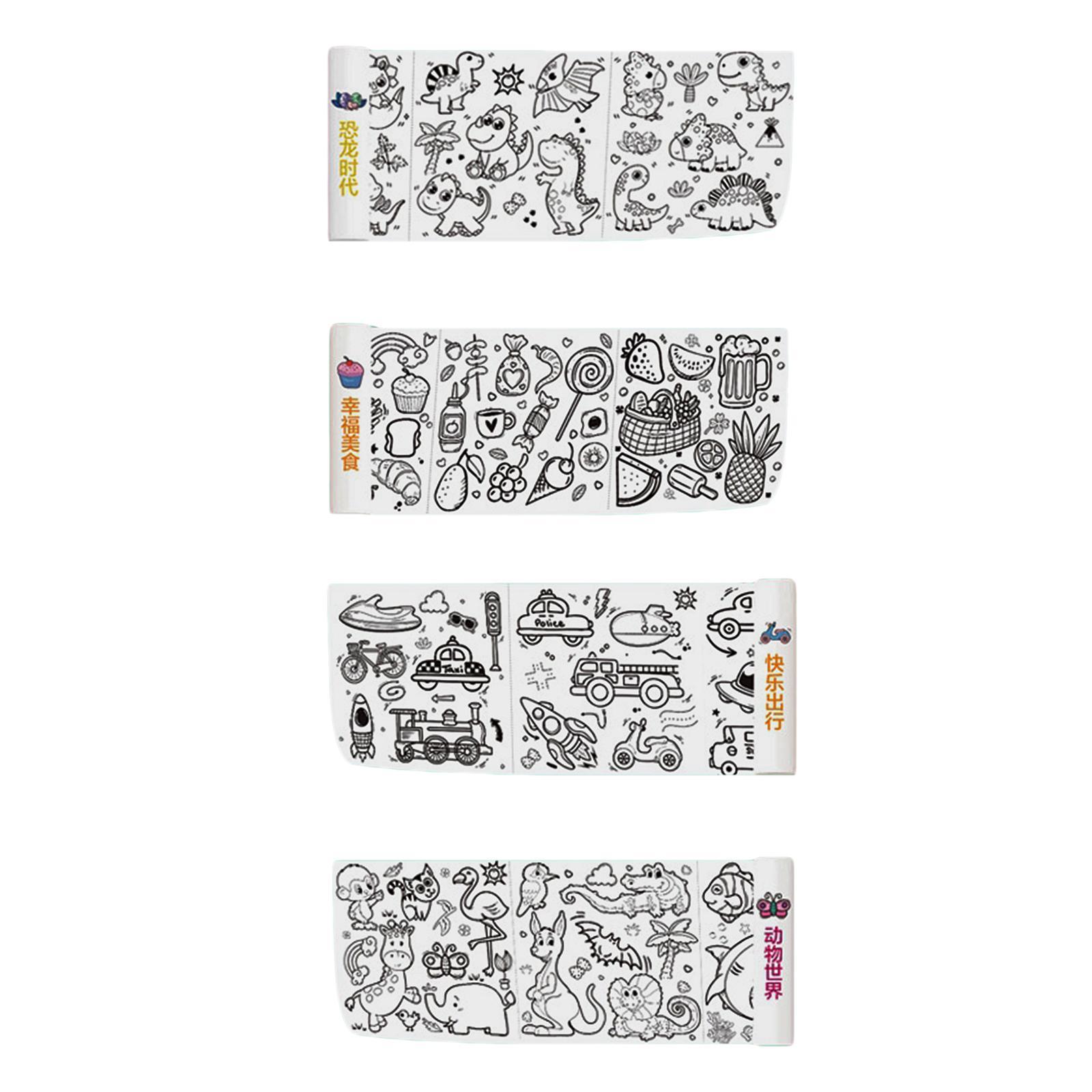 4Pcs Kids Coloring Paper Roll, Coloring Painting Paper, Coloring Poster Table Wall Coloring Sheets, DIY Art Drawing
