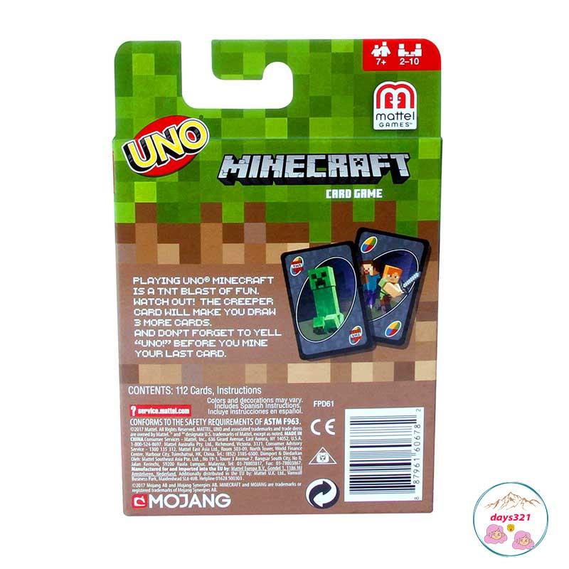 Bộ 112 thẻ bài UNO phong cách Minecraft chất lượng cao tiện lợi