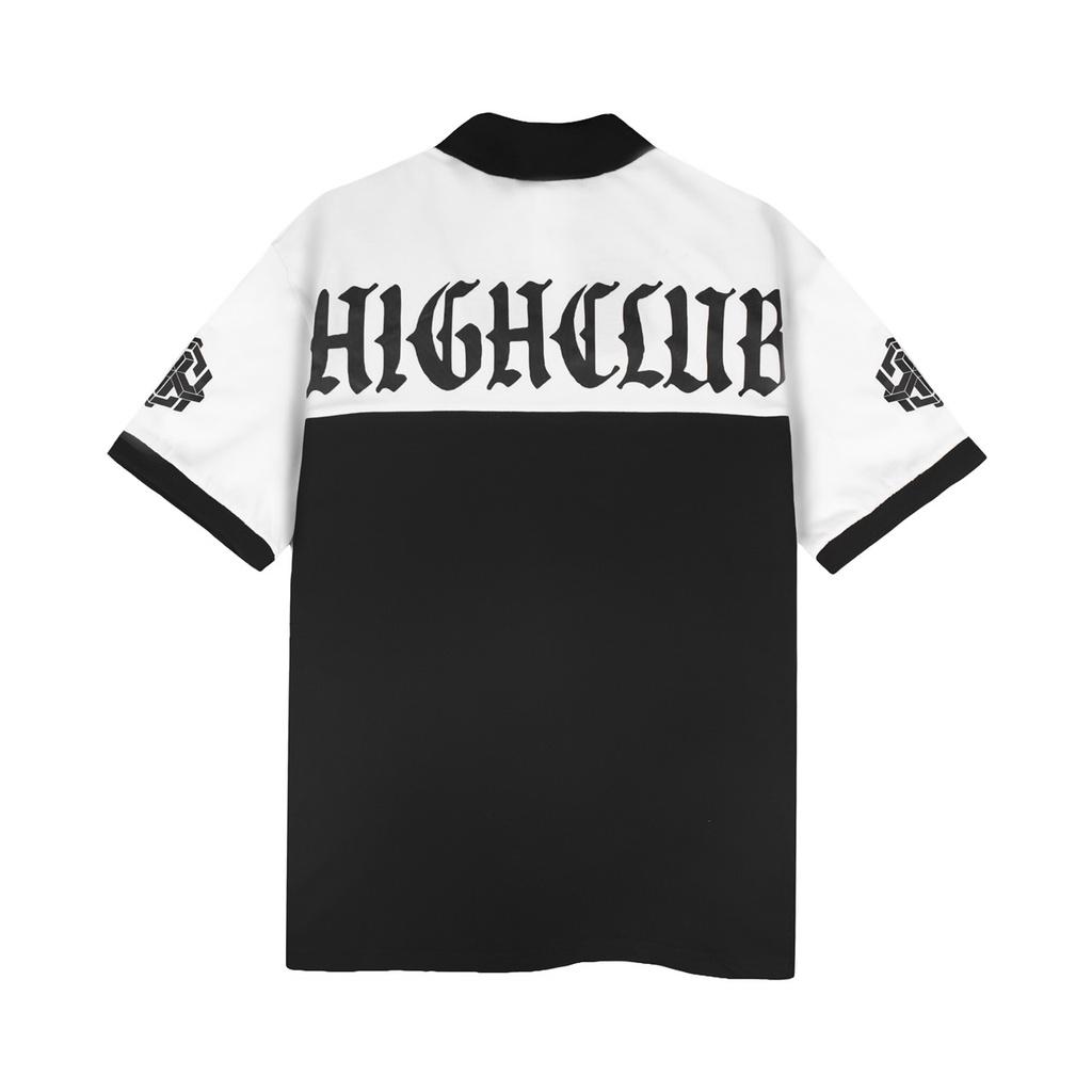 Áo POLO GOTHIC Tay Lỡ Unisex Nam/Nữ Màu Đen Phối Trắng Cổ Bẻ - HIGHCLUB