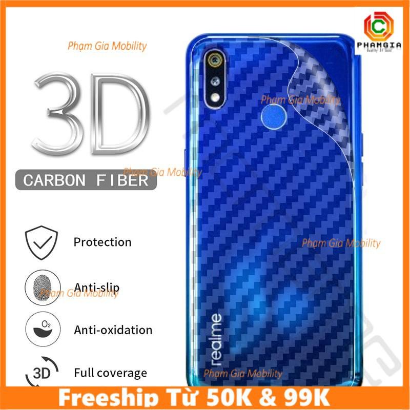 Dán mặt lưng skin carbon dành cho Realme - vân nổi 3D trong