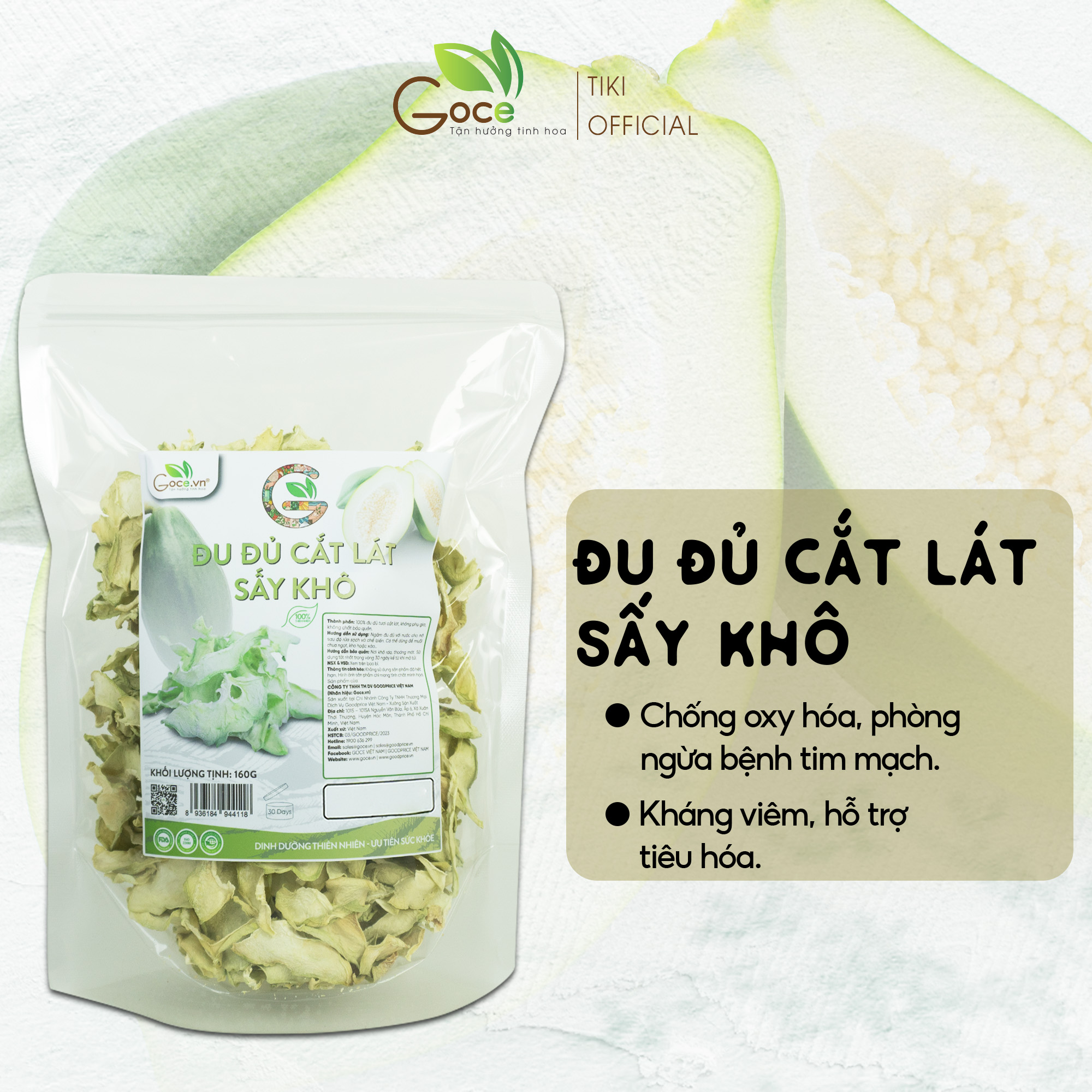 Đu đủ cắt lát sấy khô Goce - 160g