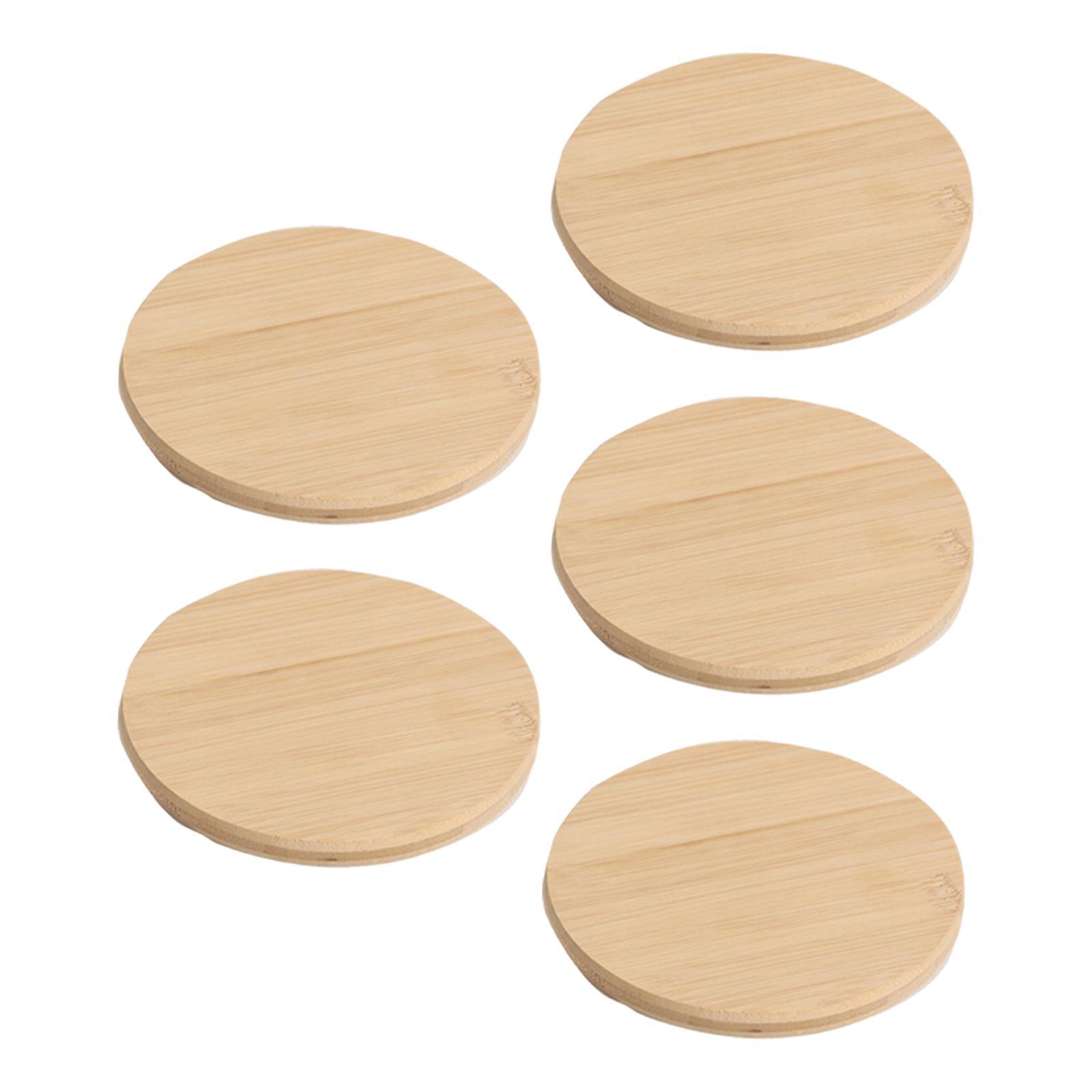 5Pcs Wood Round Coasters Place Mats Coffee Coaster Beverage Decor L