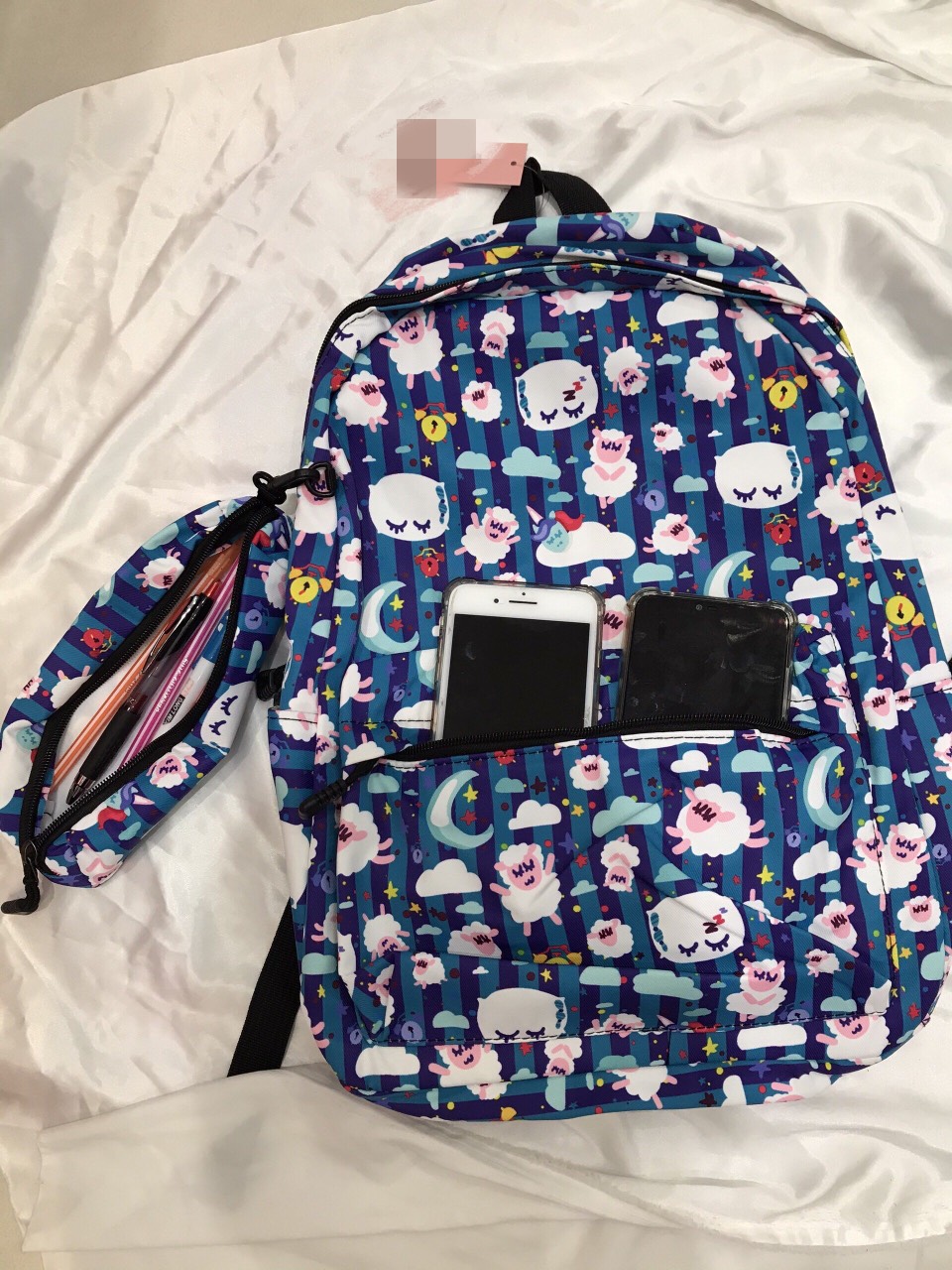 Balo Teen kèm bóp viết hình chó hồng siêu cute cho các bạn nữ - TT261001C