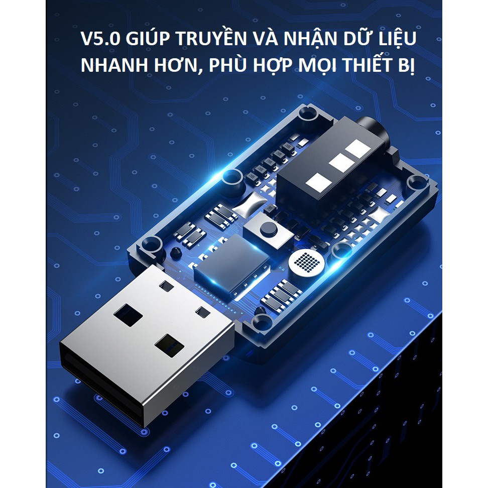 Hình ảnh Thiết bị thu phát âm thanh Usb bluetooth 5.0 âm thanh đa chức năng jack cắm 3.5mm  KitAcoom cho loa, ô tô tai nghe bluetooth, biến loa thường thành loa Bluetooth, Hàng Chính Hãng