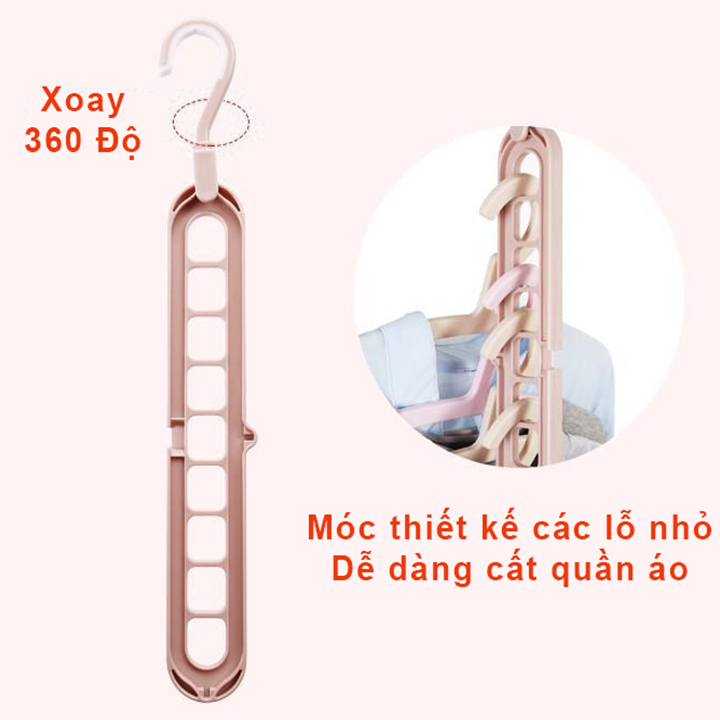 Combo 10 móc treo quần áo đa năng 9 lỗ tiện dụng