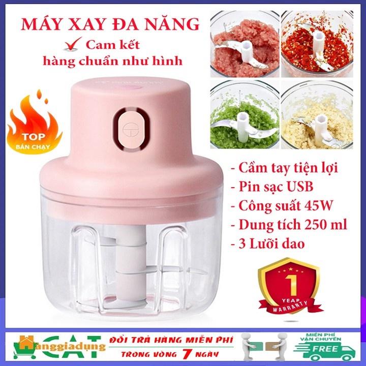 Máy Xay Mini Sạc Điện, Xay Thịt Ớt Hành Tỏi Rau Củ Quả Cầm Tay Siêu Tiện Lợi ( Hồng ) - Máy Xay Thực Phẩm