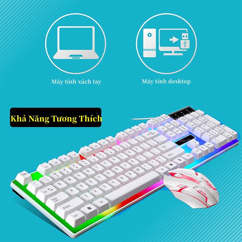 Bàn Phìm Chuột Bàn Phím Gaming G21 có dây Kèm Chuột Máy Tính Bộ Bàn Phím Và Chuột Cảm Giác Cơ Học Phát Sáng USB