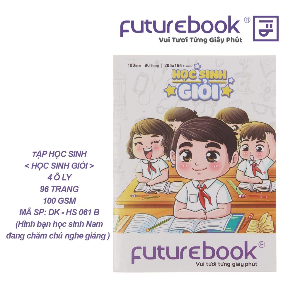 FUTUREBOOK–Tập Học Sinh Giỏi 4 Ô Ly_96 Trang–Định Lượng 100Gsm. Mã Sản Phẩm DK-HS9064 (Giao Ngẫu Nhiên)