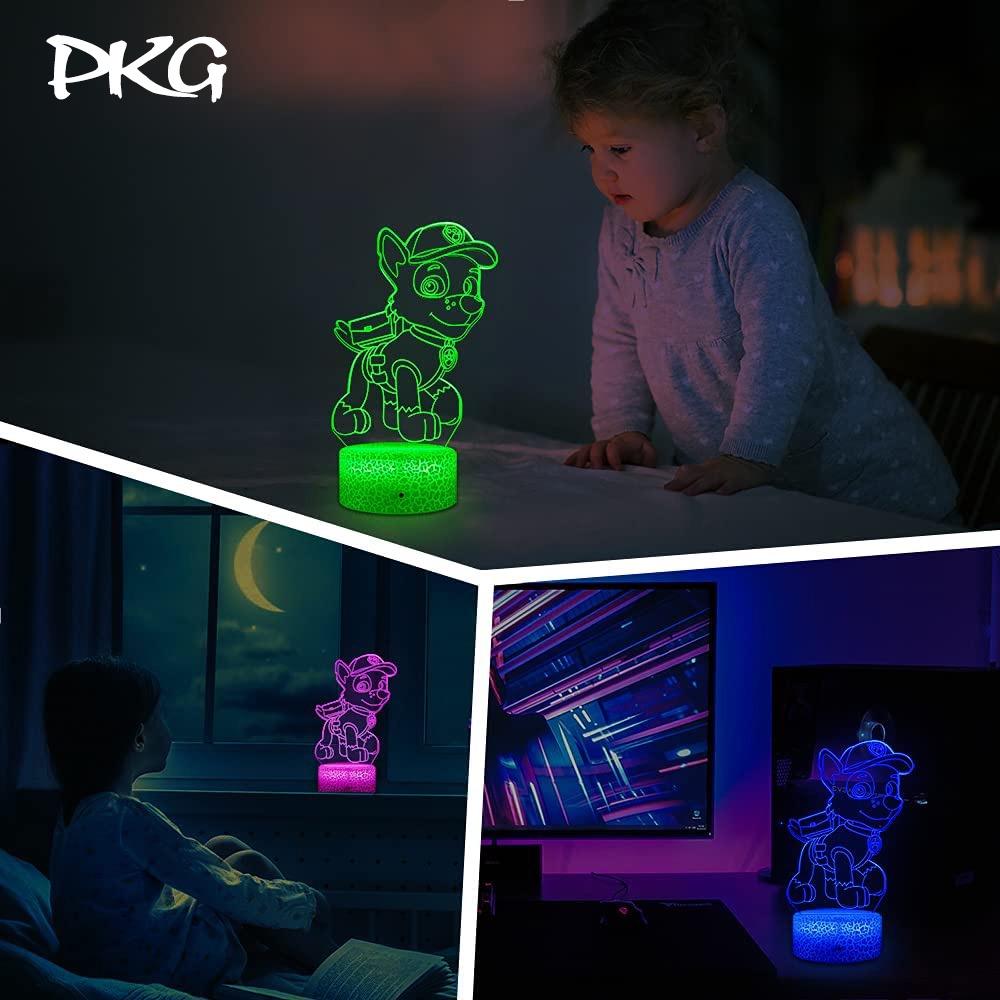 Đèn Ngủ Led 3D Khắc Hình PAW PATROL Quà Tặng Trang Trí cảm ứng có Điều khiển từ xa nháy sáng 16 màu