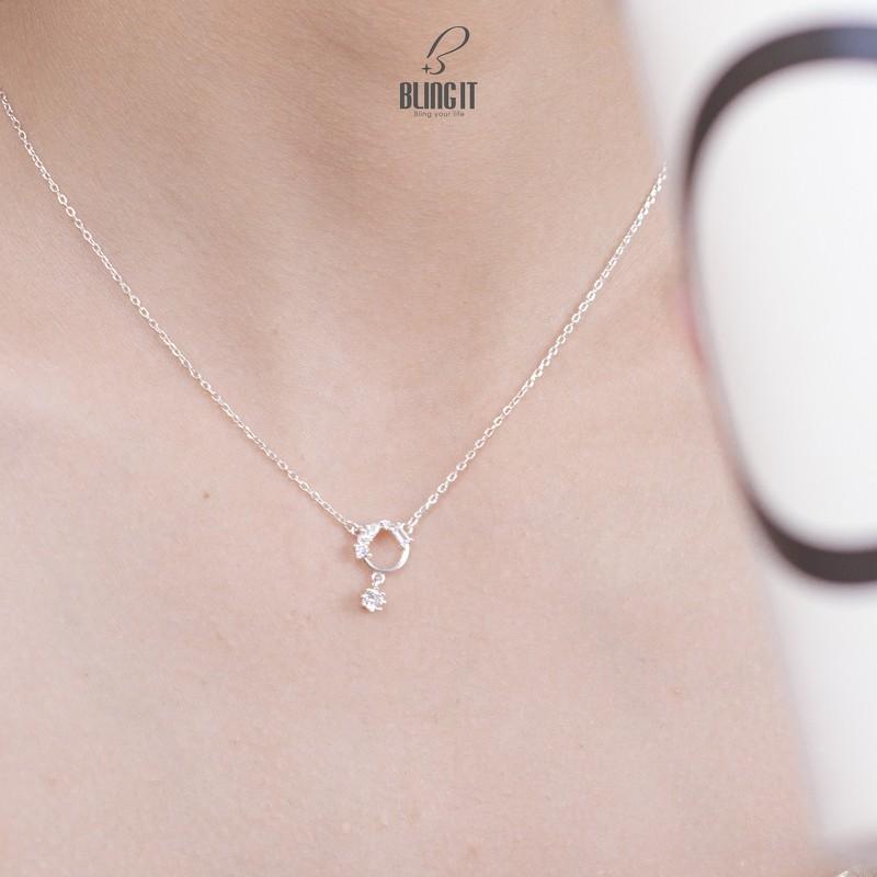 Vòng cổ Bling It vòng tròn bạc đá rơi BIVC254