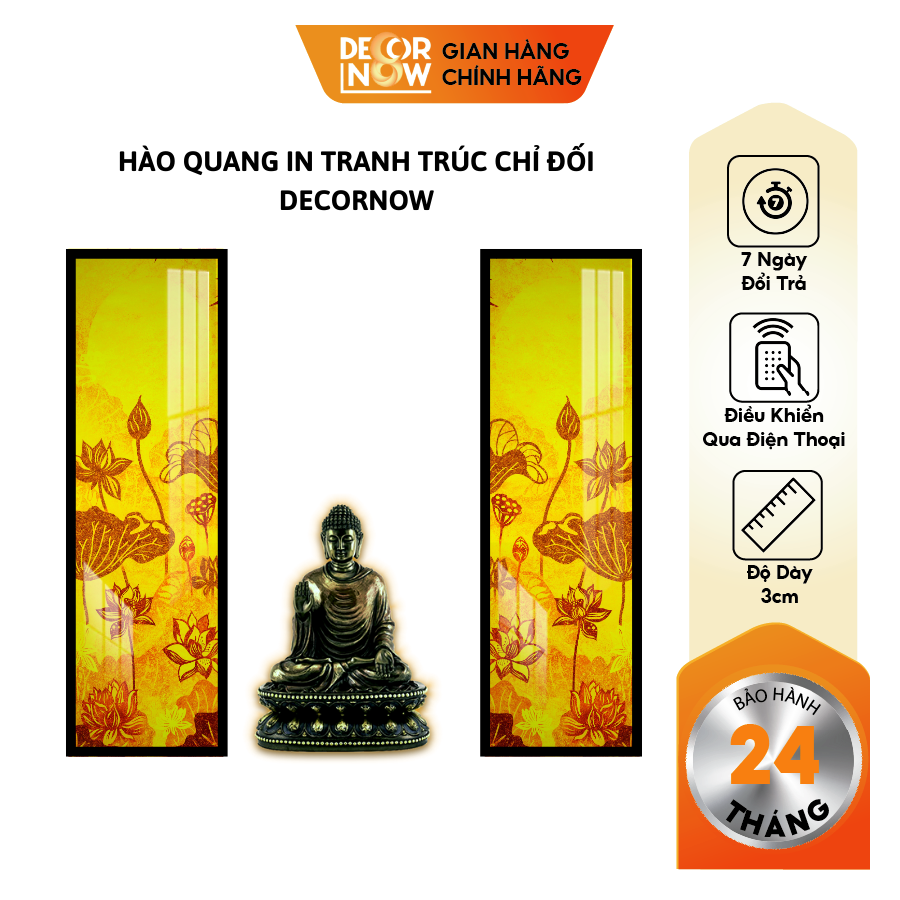 Đèn Hào Quang Phật In Tranh Trúc Chỉ ĐỐI DECORNOW, Trang Trí Ban Thờ Cho Tượng Phật, Hào Quang Trúc Chỉ DCN-30