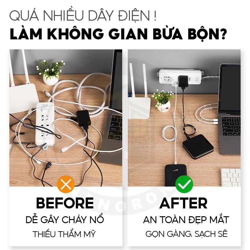 Giá đỡ gắn tường siêu dính, cố định cho các thiết bị điện Nẹp dây điện đi dây chống rối trong phòng làm việc NANORON