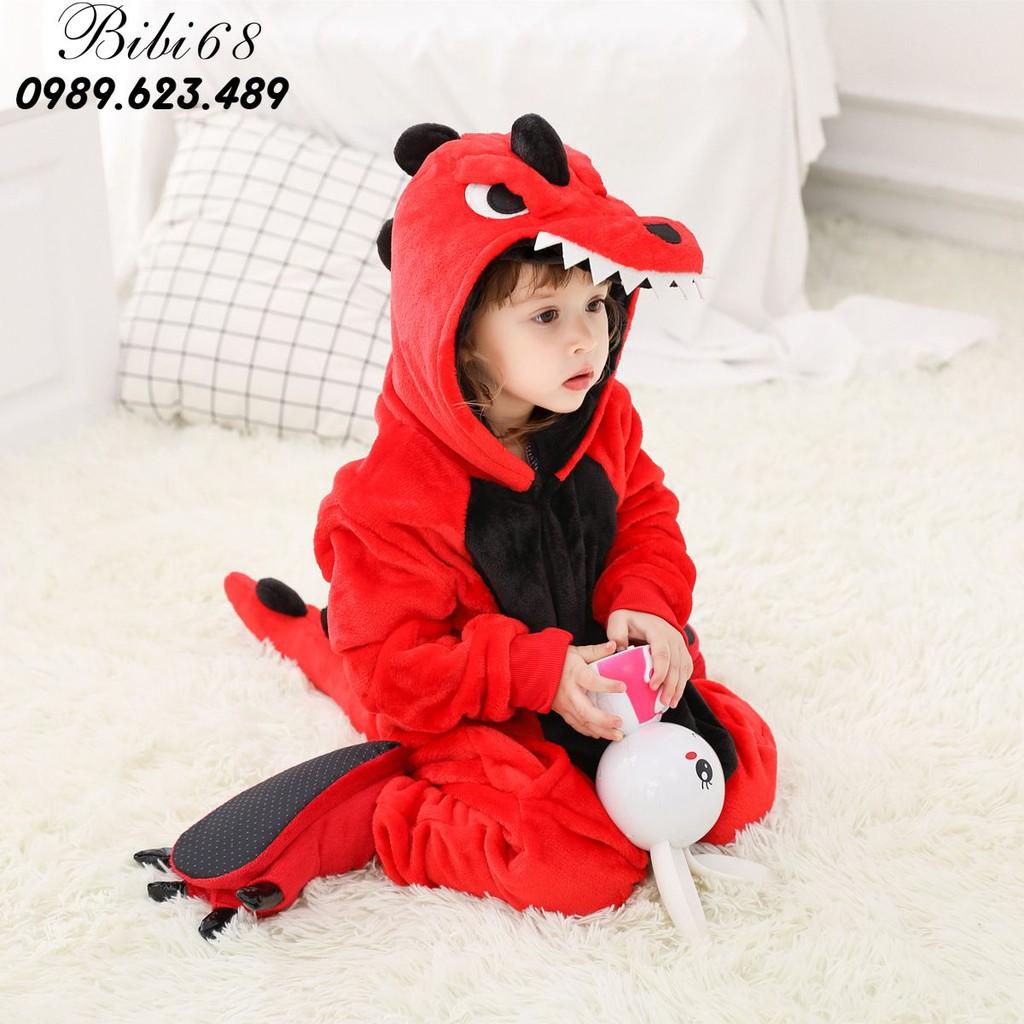 Bộ Đồ thú Khủng Long xanh liền thân lông mịn Pijama dành Cho Người Lớn và Trẻ Em kiểu dáng Động Vật Hoạt Hình Cosplay