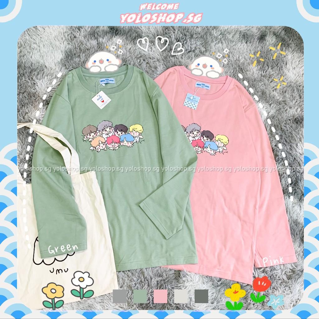 Áo Thun Tay Dài Unisex Form Rộng BTS Thu Đông