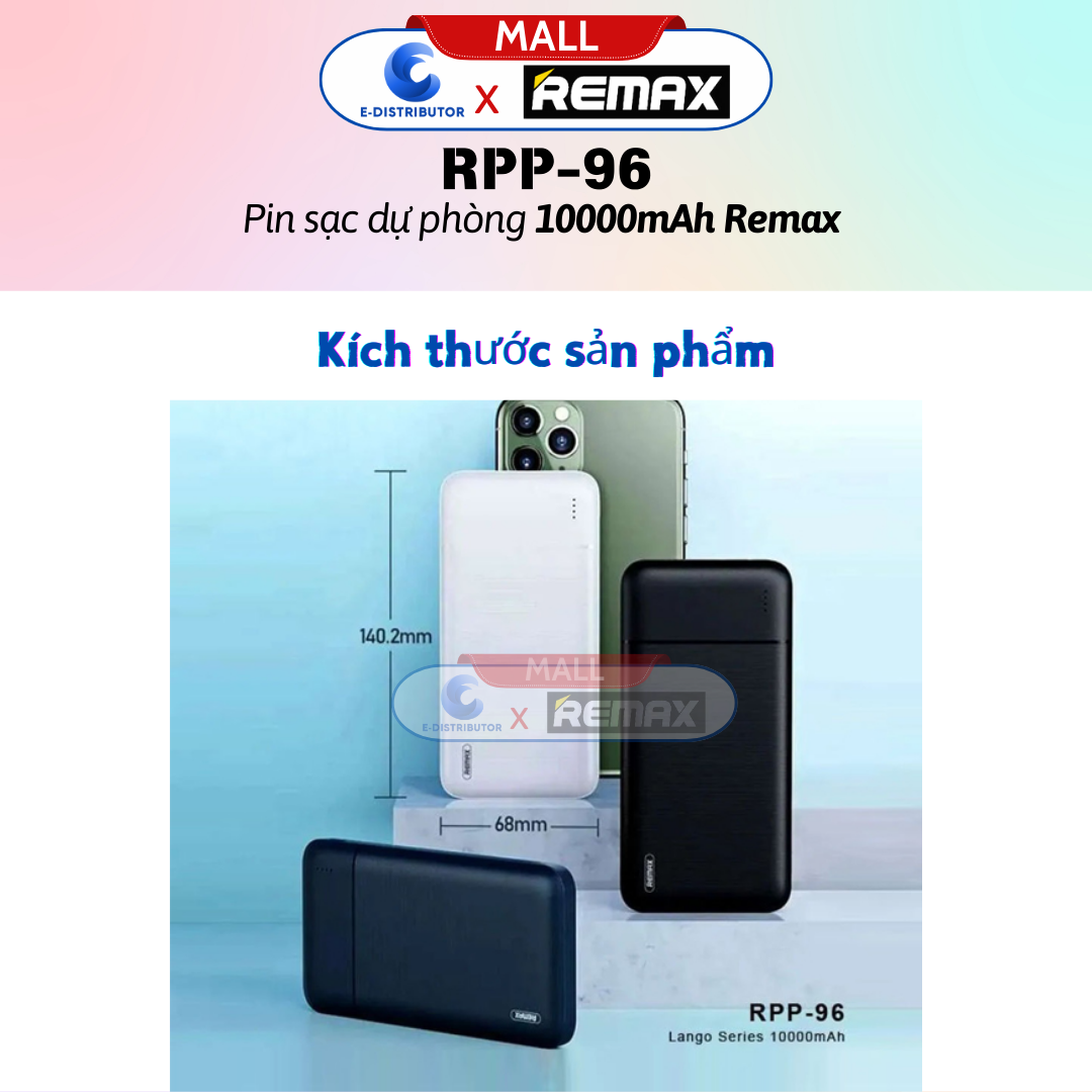 Pin sạc dự phòng 10000mah Remax RPP-96 - Hàng Chính Hãng - Bảo Hành 12 Tháng