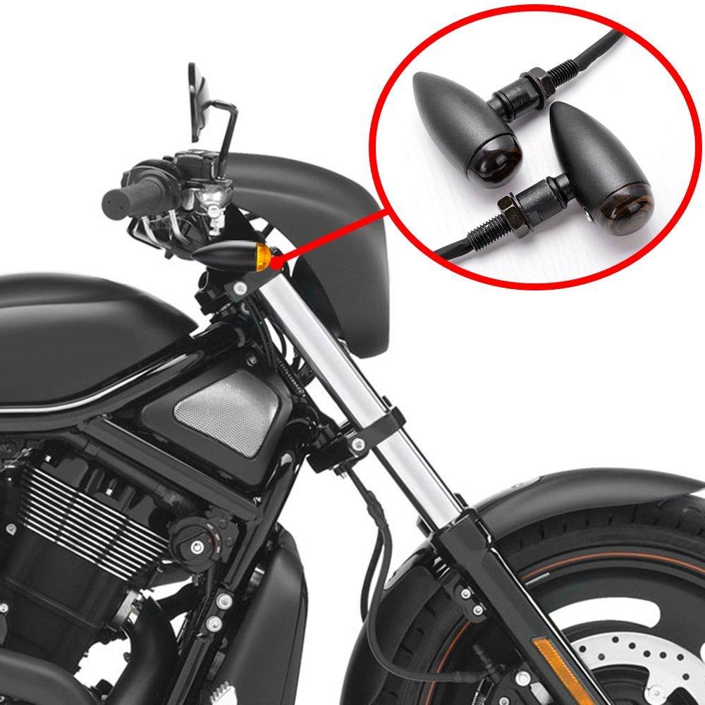 Motorcycle  Turn Signal Lights Blinkers for Harley Chopper Cruiser Black