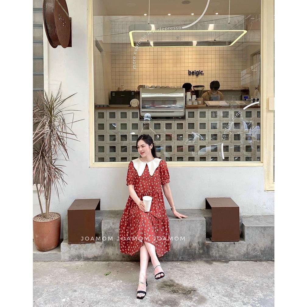 Váy Bầu CHẤT LỤA HÀN CHÂU - Đầm Bầu suông Cổ Ren Thiết Kế Freesize từ 45-70kg