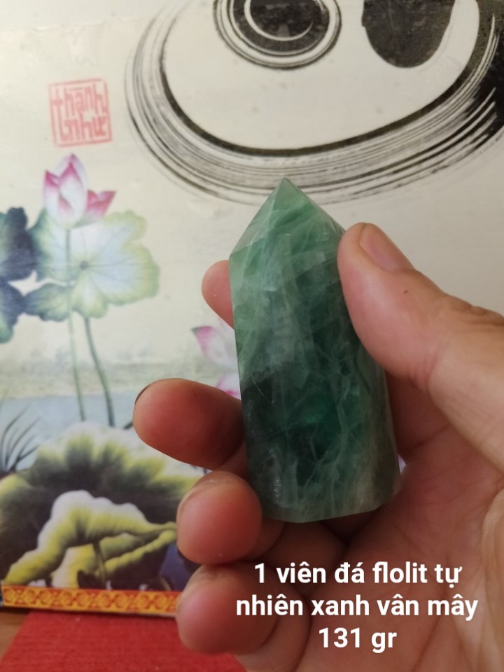 Trụ Đá Flourite Tự Nhiên Màu Xanh, Đá Thanh Tẩy Giúp Hỗ Trợ Reiki, Thiền Định, Sưu Tầm, Chặn Giấy (131 gr)