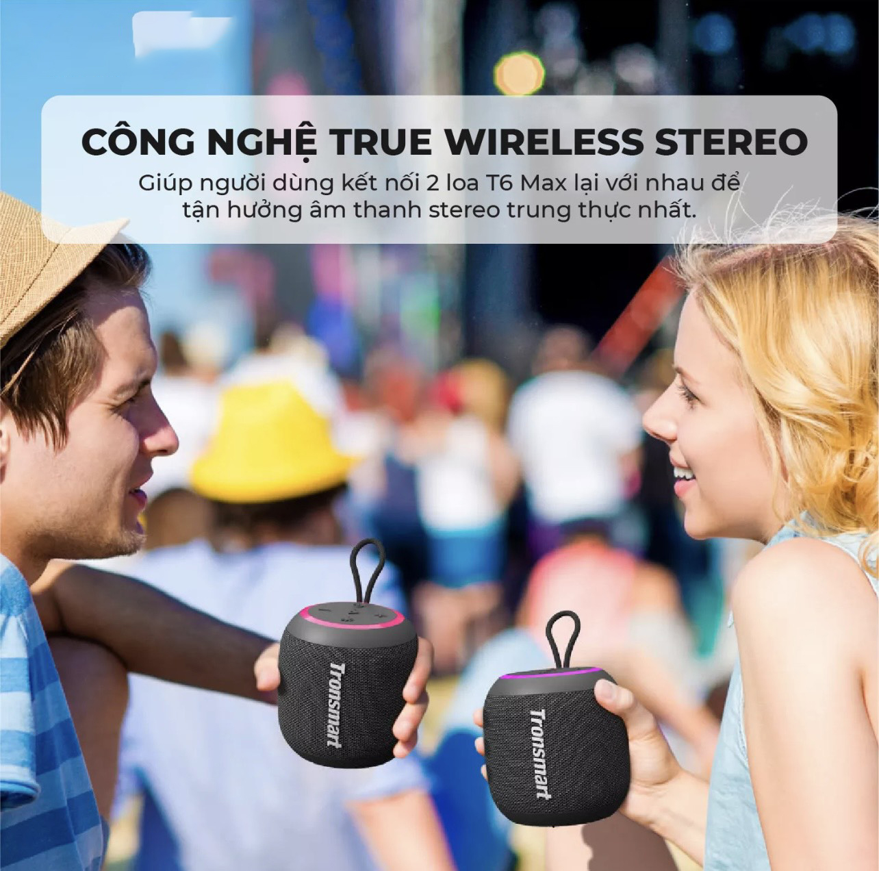 Loa Bluetooth Tronsmart T7 Mini Công suất 15W Âm thanh siêu trâm, Chống nước IPX7 - Hàng chính hãng