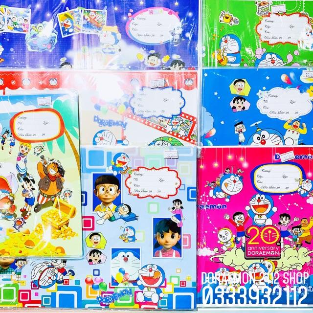 Combo 10 bìa bao sách có nhãn tên và giấy kiếng Doraemon