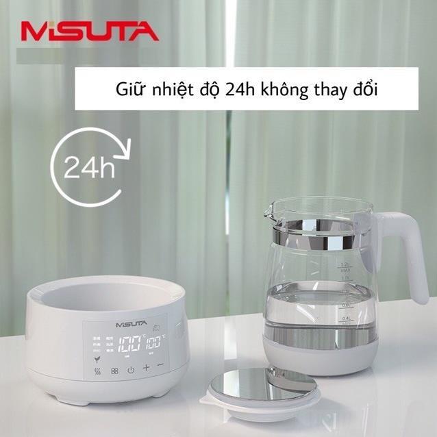 Bình đun nước pha sữa Misuta- ấm đun nước giữ nhiệt điều chỉnh nhiêt độ- Tặng kèm phích cắm chuyển đổi sang 2 chấu