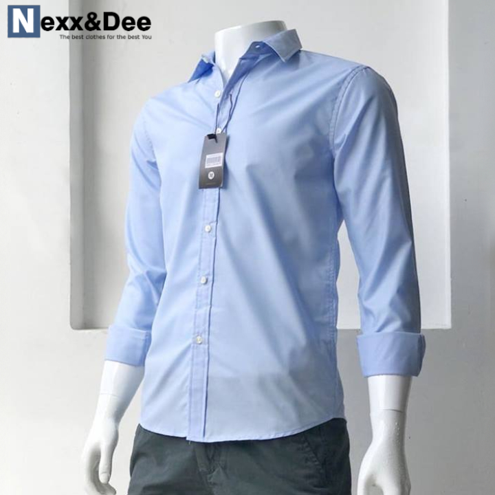 Áo sơ mi nam tay dài công sở màu trắng vải cotton lụa không nhăn cao cấp Nexx&Dee SM08