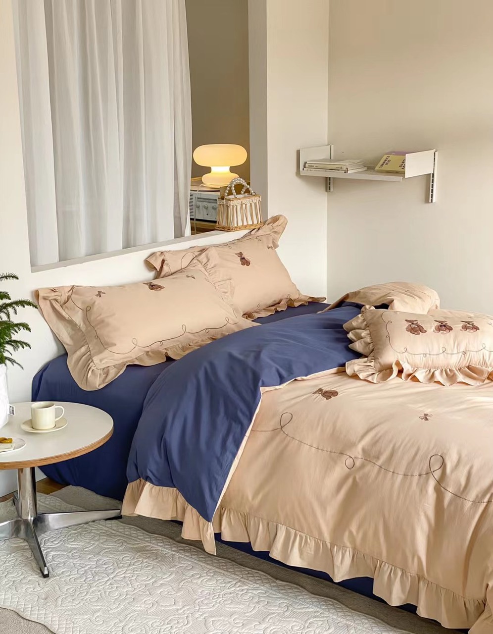 Set chăn ga COTTON LINEN gấu 5 món free tiền máy chun các kích cỡ