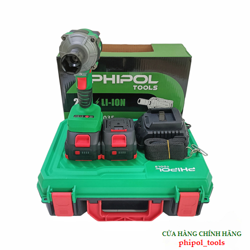 Combo Máy siết bu lông 780N.M 21V động cơ không chổi than PHIPOL TOOLS PH3035 Kèm 2 pin và sạc - Hàng Chính Hãng