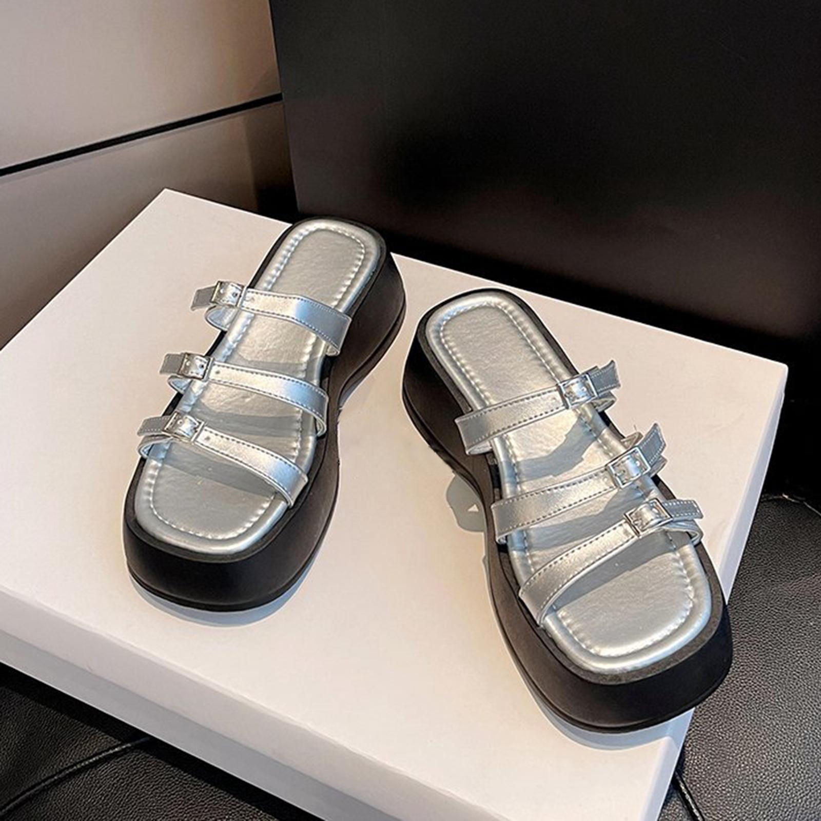 Women Platform Slide Sandals Slip on Sandals Versatile Anti Slip Open Toe Casual Trendy Summer Beach Shoes Platform Slippers for Pool Street