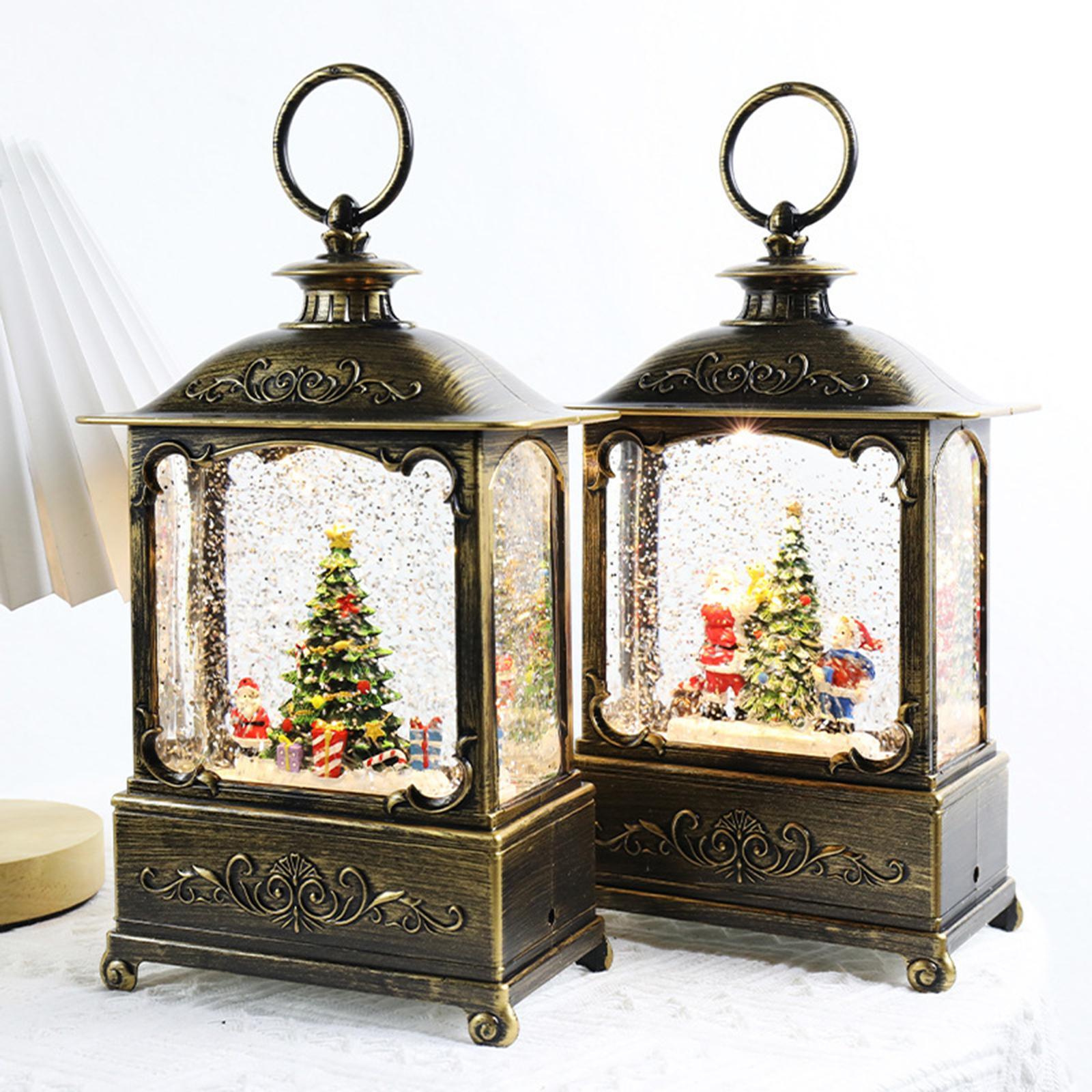 Glittering Christmas Music Box Lantern Rotating for Indoor Home Decoration