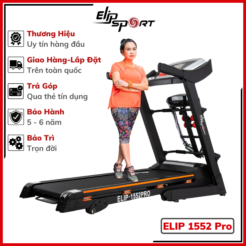 Máy Chạy Bộ Điện Đa Năng ELIP 1552 Pro giá tốt, chịu tải trọng cao, nâng dốc 3 cấp độ