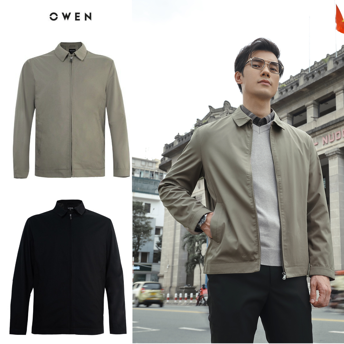 OWEN - Áo khoác gió nam 2 lớp cổ bẻ (3 màu)