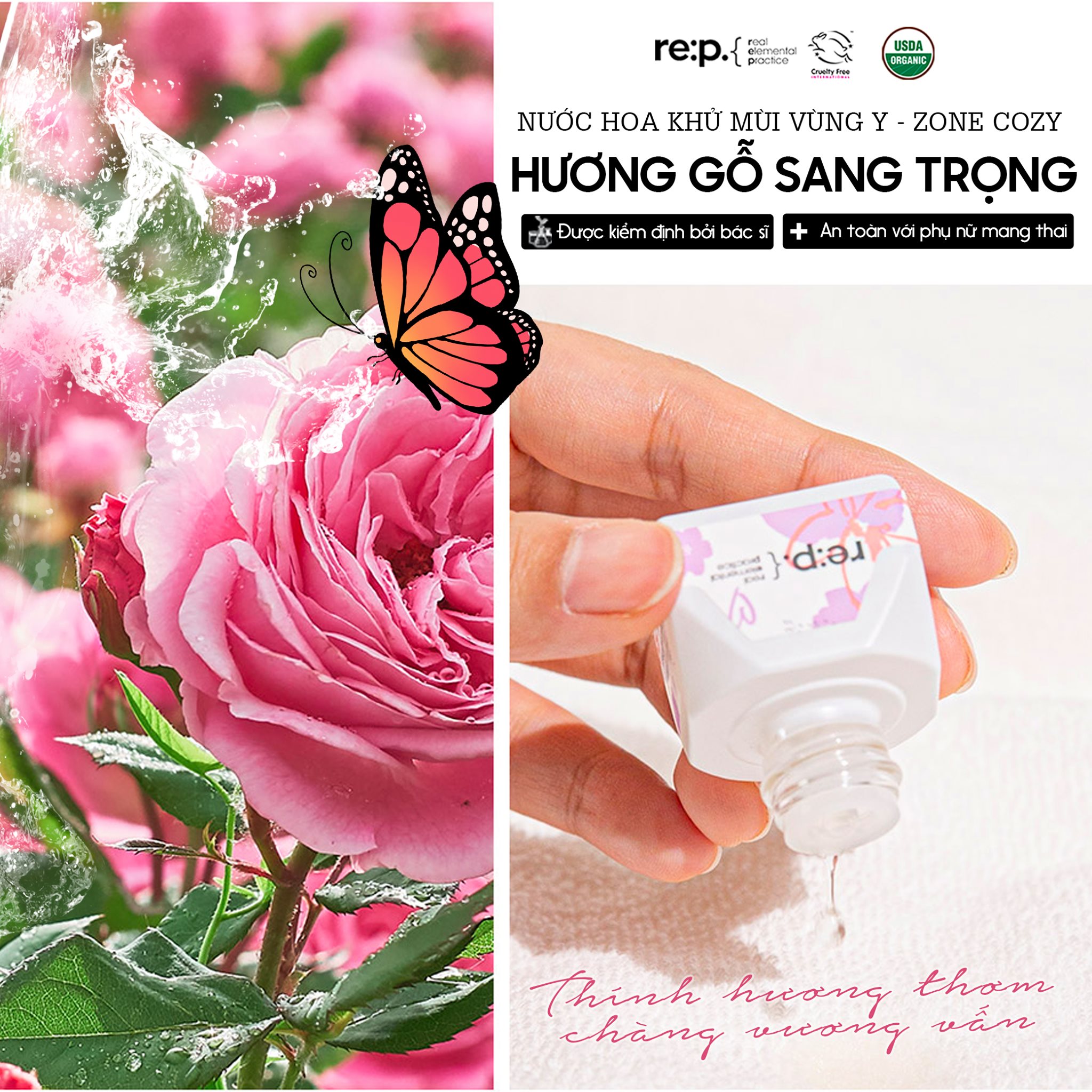 Nước Hoa Vùng Kín REP RE:P NATURAL HERB INNERBALANCE COZY 5ml Thơm Liên Tục 10 Giờ Nước Hoa Cho Mẹ Bầu Sau Sinh hộp tím