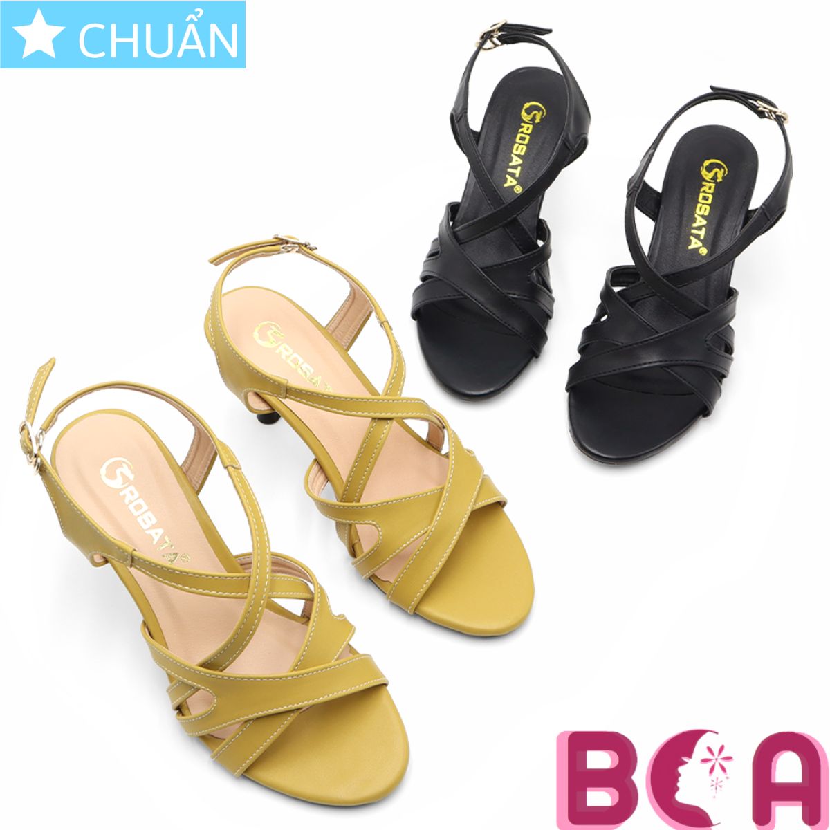 Giày cao gót nữ màu đen 7p RO542 ROSATA tại BCASHOP gót nhọn, hở mũi, kiểu dáng sandal tôn dáng, thời trang, sang trọng
