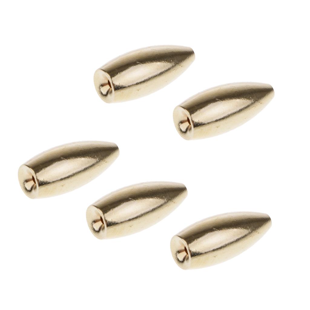 5Pcs Brass Weights Drop Shot Slider Sea Fishing Tackle Snag Sinkers 12g